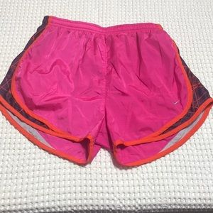 Nike Running Shorts Women’s Size Medium Pink Orange Drawstring Waist